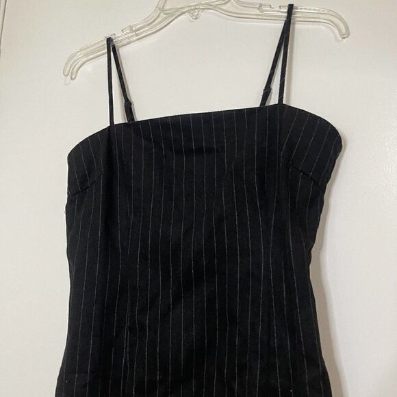 NWT forever 21 black pinstripe bodycon mini knit tank dress size Medium - Picture 2 of 6